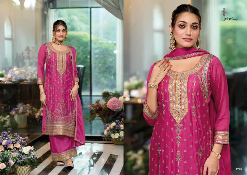 Ruby 2 By Eba Chinon Embroidery Designer Readymade Suits Exporters In India
